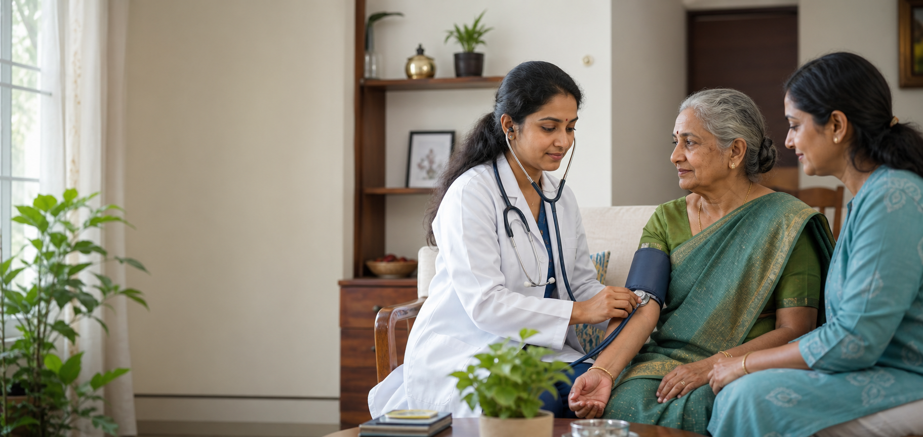 TED doctor caring for an elderly patient at home