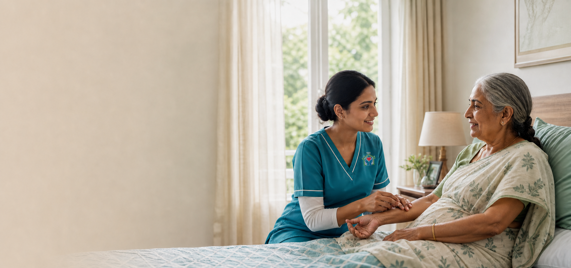 TED home nurse providing compassionate care to an elderly woman
